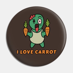 Vegetarian Zombie "I LOVE CARROT" Pin