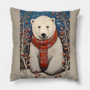 Polar Bear in Scarf Funny Christmas Gift Pillow