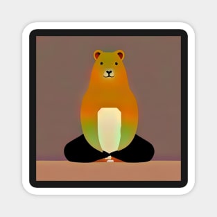 Meditating Capybara in Lotus Pose illustration for peace Magnet