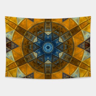 Mosaic Mandala Flower Yellow and Blue Tapestry