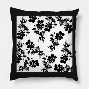 ROSES BLACK AND WHITE WATERCOLOR FADED PATTERN Pillow