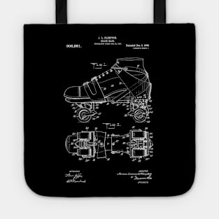 Roller Skate Patent White Tote