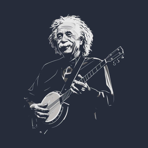 Albert Einstein Playing Banjo Funny Science Satire by robotbasecamp