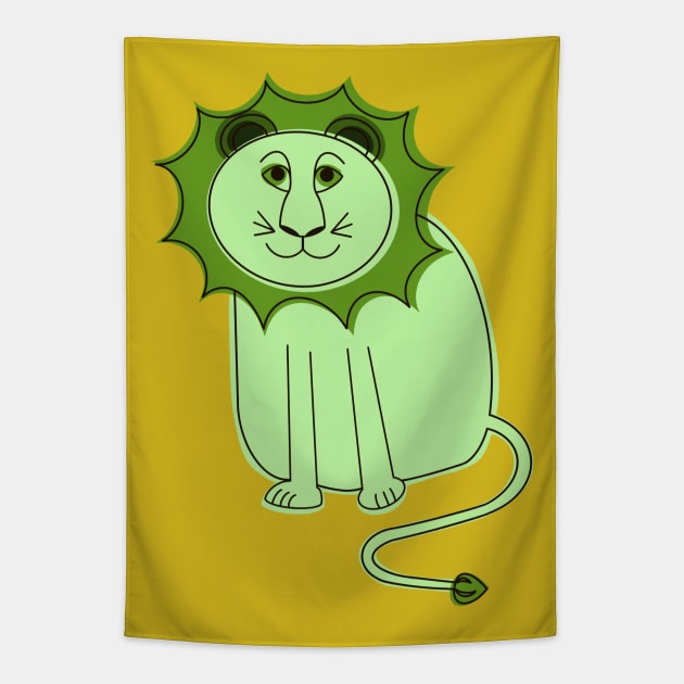 Friendly green lion - paper cut-out Tapestry by Obstinate and Literate