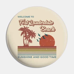 Fort Lauderdale Beach - Fort Lauderdale Beach Retro Sunset Pin