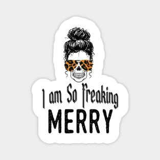 I Am Freaking Merry Mom Life Skull - Funny Christmas cheetah Glasses - Beautiful Sunflower Chetah Christmas Magnet