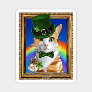 St Patricks Day Leprechaun Cat and Mouse Magnet