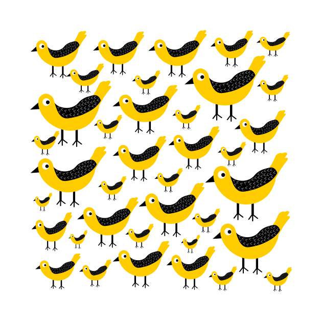 Cute yellow birds pattern by Baobabprintstore