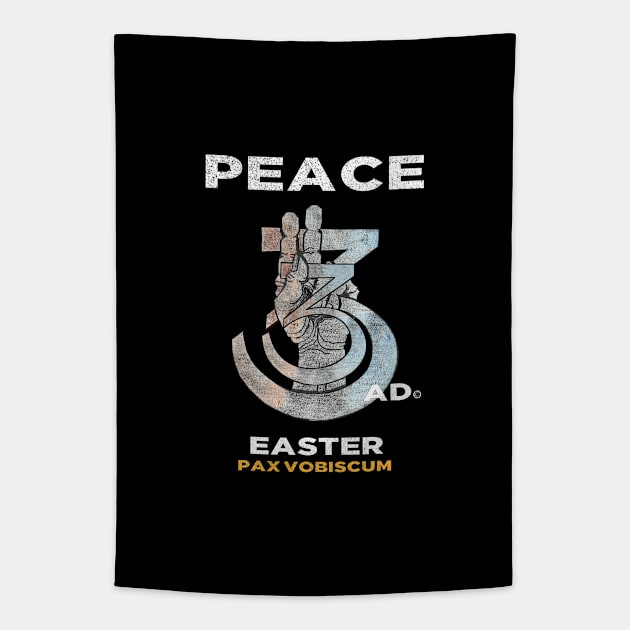 Easter Peace Hand Latin Sign Pox Vobiscum Tapestry by The Witness