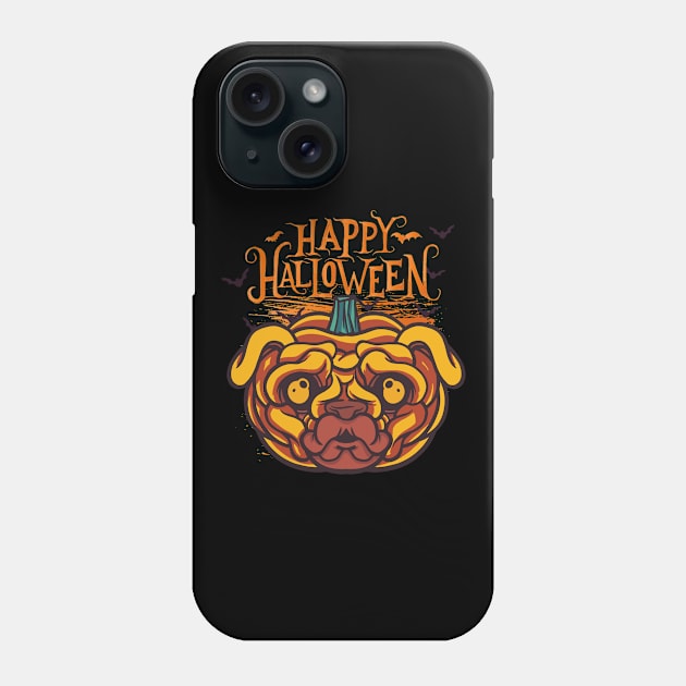 Halloween Happy Halloween Funny Pug Costume Phone Case by Pummli