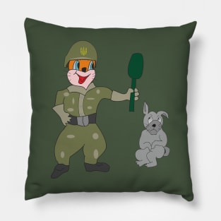 Funny cat soldier Pillow