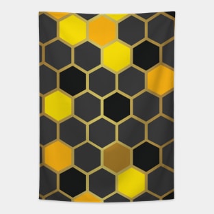 Black and Gold Honeycomb Seamless Pattern 001#001 Tapestry