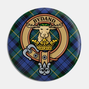 Clan Gordon Crest over Tartan Pin