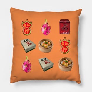 Made in Hong Kong Vintage Icons - Retro Street Style Orange Pillow