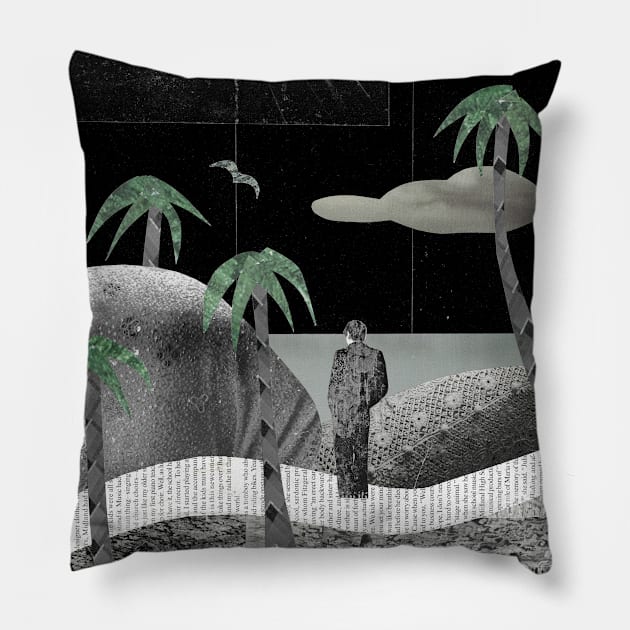 Lonely Isolated Walk at the Beach Pillow by imaginachine