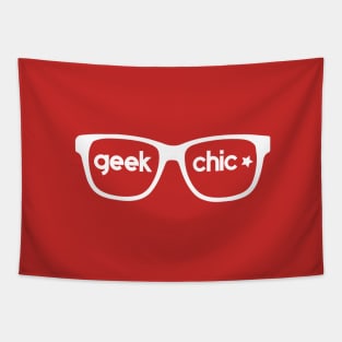 Geek Chic Nerdy Glasses Orange Red Tapestry