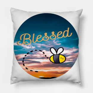 Blessed Bee with an Amazing Sunset Pillow