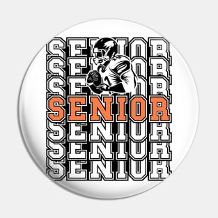 Senior Football Player Grad Retro Sport Tipography 2024 Graduation 2025 Pin