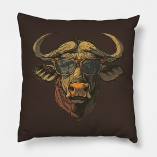 Brainy Bull: The Wise Water Buffalo! Pillow