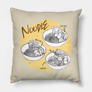Different kind of ramen noodles bowls Pillow