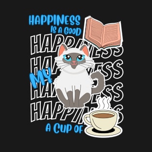 Happiness Is Ragdoll Cats Good Books Coffee Cute Cat Lover T-Shirt