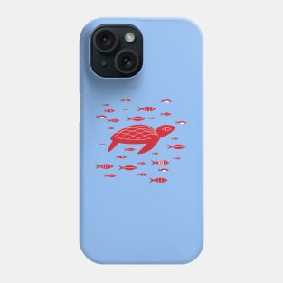 Red Turtle and Fish Swimming Underwater Sea Phone Case