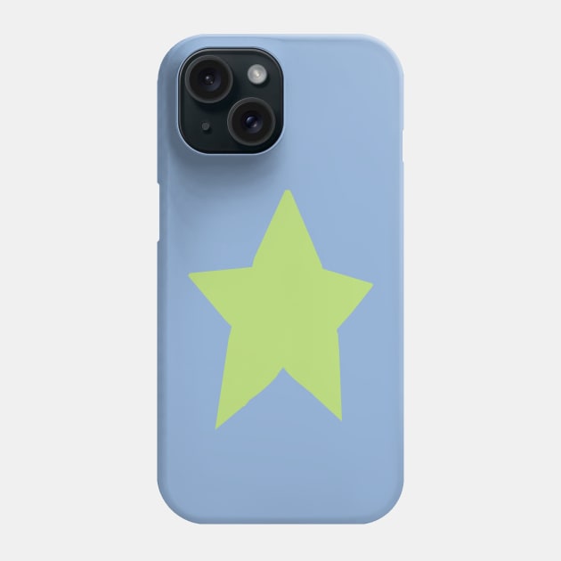 Pale Green Star On Light Blue Phone Case by ellenhenryart