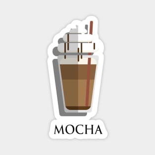 Iced Cold Mocha coffee with whipped cream front view flat design style Magnet