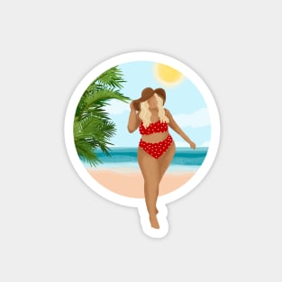 Beach Girl 10, Summertime illustration Magnet