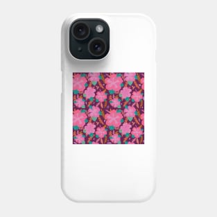 Tropical Pink Hibiscus Flower Purple Pattern Phone Case