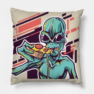 Alien Eating Pizza Pillow