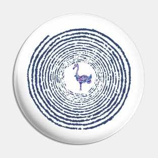 Blue Spiral with Flamingo Pin