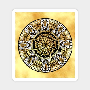 Mandala black white gold Magnet