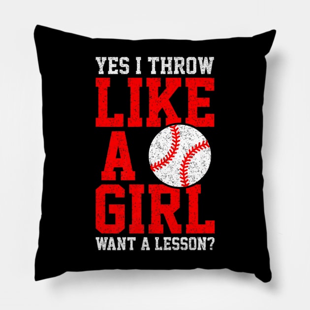 Play Girl Softball Player Pillow by Magic Ball