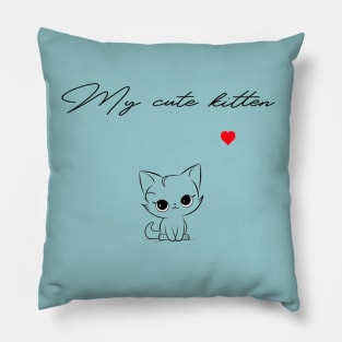 My cute kitten, red heart Pillow