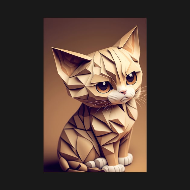 Cute Cat Portrait Paper Art Style by KoolArtDistrict