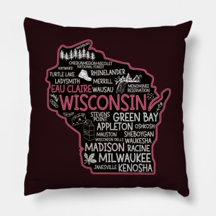 Eau Claire Wisconsin cute Milwaukee, Osseo, Green Bay, Kenosha, Racine, Appleton, Waukesha, Eau Claire, Oshkosh Pillow