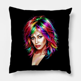 Tina Turner Pop Art Colorful Halftone Pillow