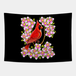 Red Cardinal bird dogwood flower North Carolina Virginia Tapestry