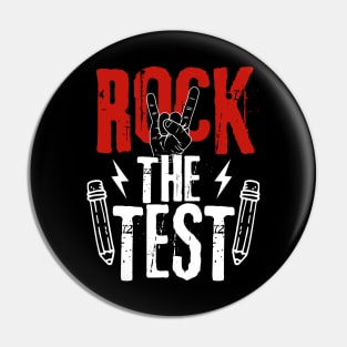 Retro Metal Rock The Test Day Funny Hand Sign Exam Testing Pin