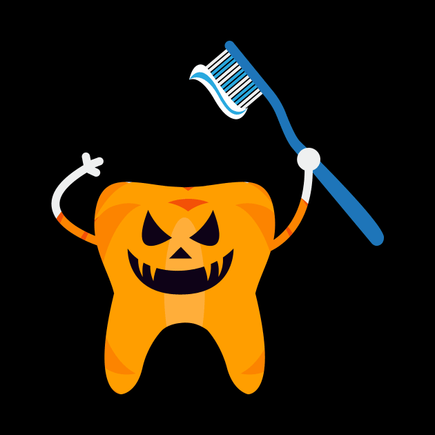 Halloween Tooth Pumpkin Dentist Gift by Walkowiakvandersteen