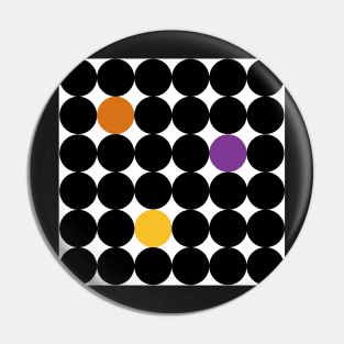 Black dots with orange, yellow and violet points Pin