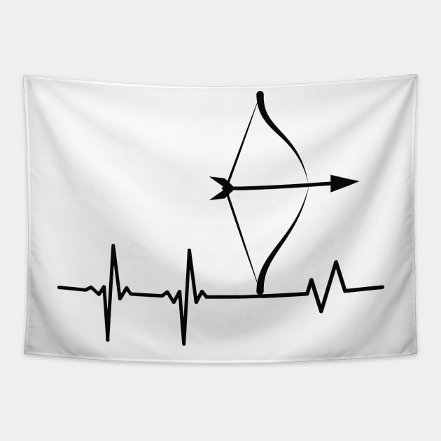 Archery Heartbeat Bow And Arrow Pulse Archer Tapestry by Foxxy Merch