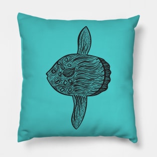 Common Mola or Ocean Sunfish - hand drawn animal design Pillow