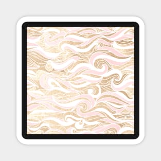 Ocean Waves Pink And Golden Sand Magnet