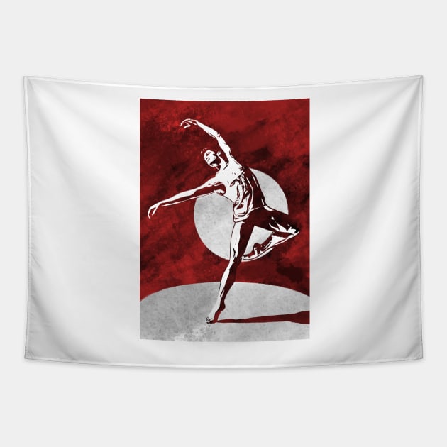 Male Dancer Linoprint Tapestry by NattyDesigns