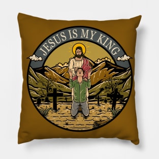 Jesus Is My King - Male Christian Illustration Pillow