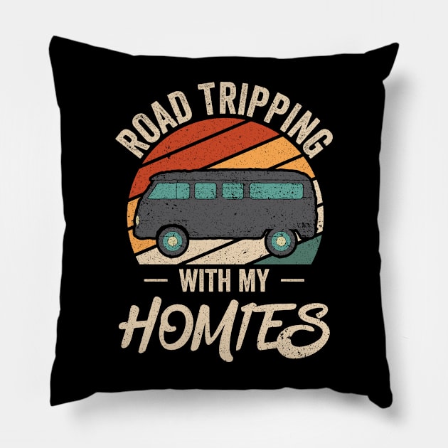 Road Tripping With My Homies Pillow by Schimmi