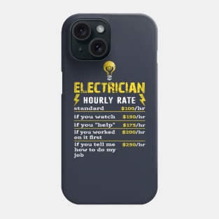 Funny Electrician Hourly Rate Funny Electrical Engineer Distressed Phone Case