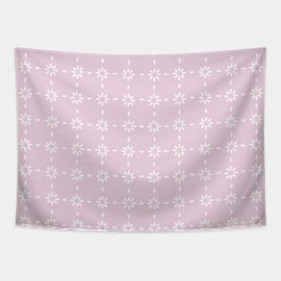 White tiny flowers stitches on pink Tapestry